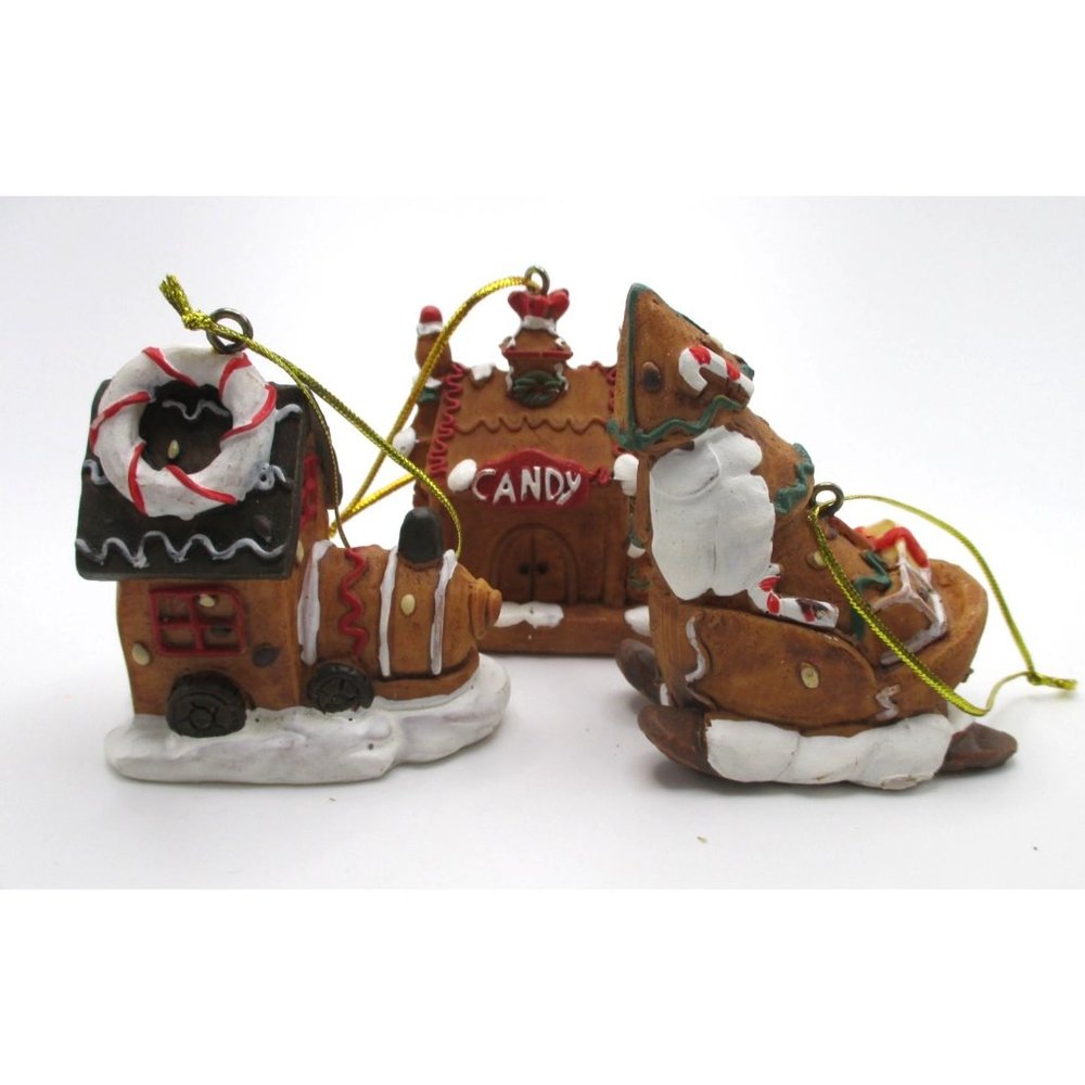 3 Gingerbread Christmas Ornaments Holiday Decor